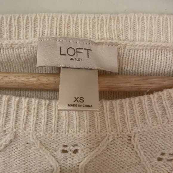 Loft • Cream Knit Bell Sleeve Sweater - Picture 3 of 6